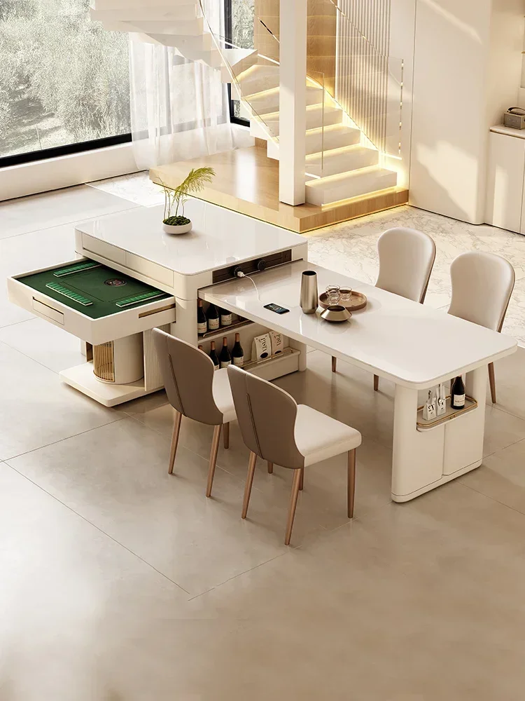 

slate stone slab dining table, mahjong table, dual-purpose, modern and simple household multi-functional island