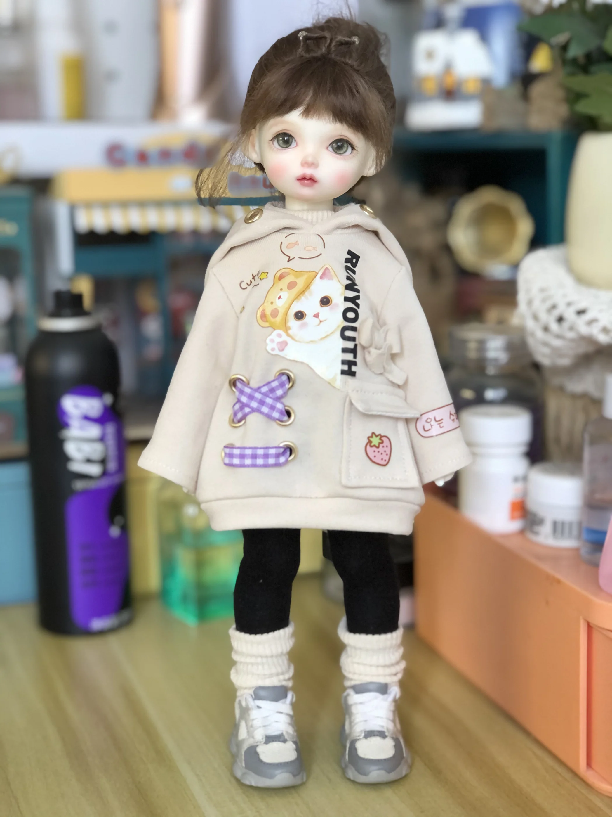 BJD doll clothes suitable for 1/4 1/5 1/6 size cute doll clothes cute kitten doll accessories (3 points)