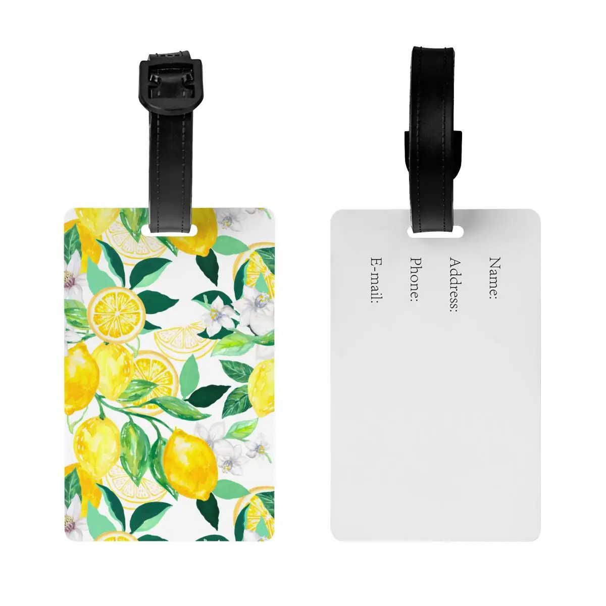 Citrus Lemons Tree Foliage Blossom And Leaf Luggage Tags for Suitcases Privacy Cover ID Label