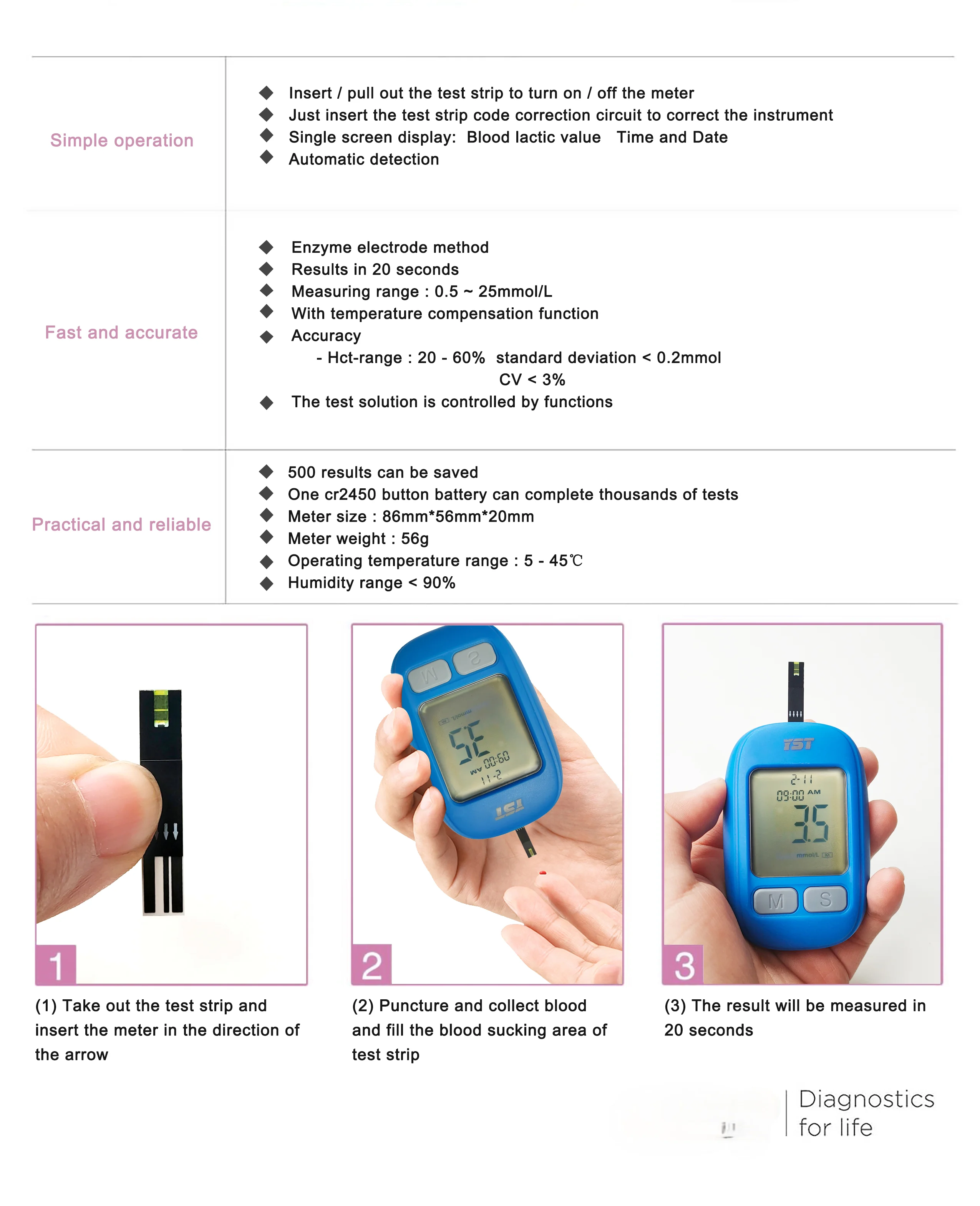 Lactate Meter POCT EKF Mini Hemoglobin Analyzer Handheld