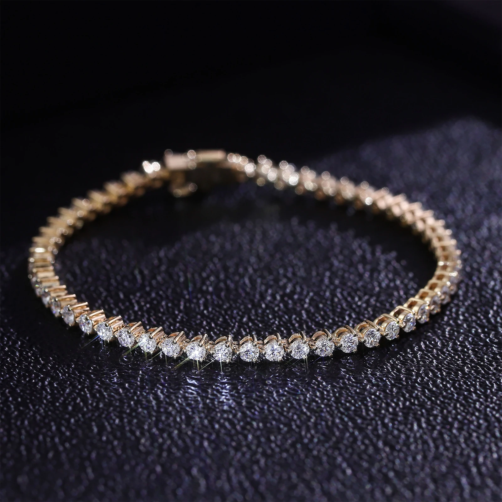 Provence Tennis Bracelet 10KGold 2.5mm Three Prong Settin  DEF/VS Lab Diamonds Simple Bangle for Women Men Personalized Custom