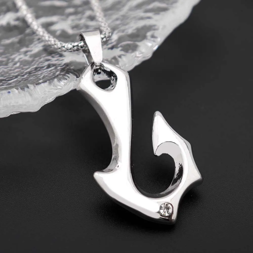 New Trendy Special Shape Fish Hook Pendant Necklace Men's Viking Fish Hook Pendant Chains On The Neck Jewelry 2022 Accessories