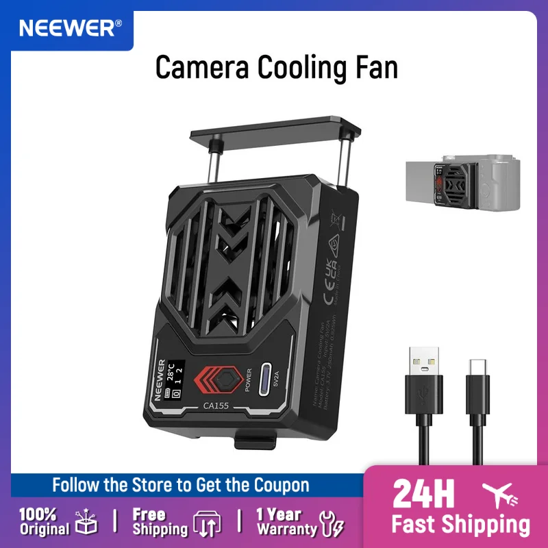 

NEEWER Basics Camera Cooling Fan with Battery Spring Loaded External Cooler Type C Compatible with Sony ZV-E1 A6700