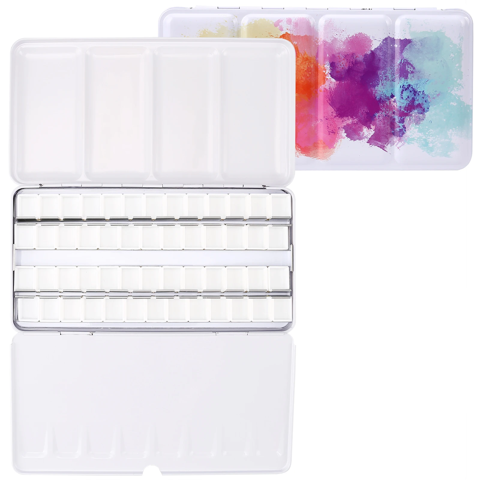 Imagem -01 - Paleta de Aquarela Vazia com Desmontagem Lata de Aquarela para Pintura e Esboço a ar Livre 52 Meias Panelas paleta de aquarela vazia com desmontagem lata de aquarela para pintura e esboco a ar livre 52 meias panelas 01