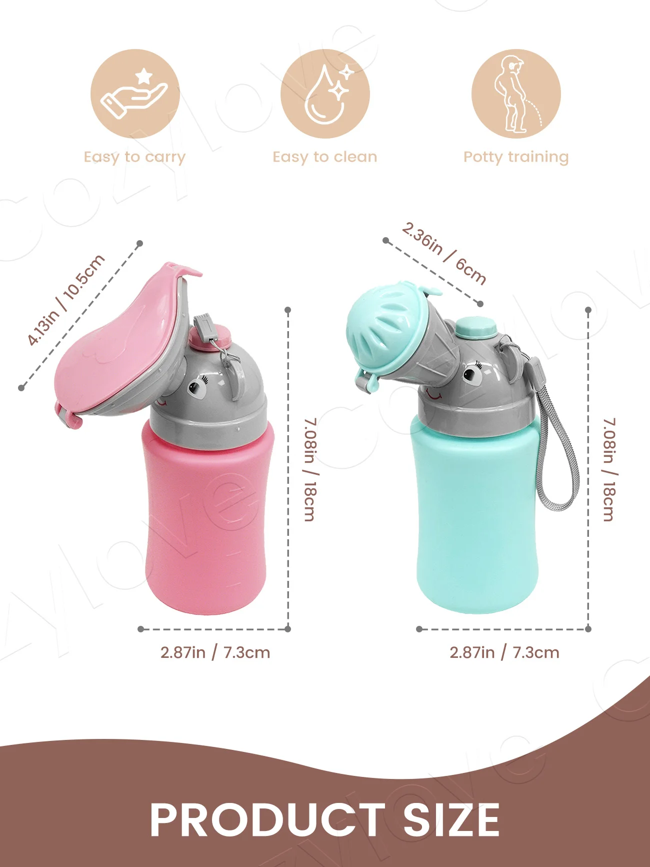 Portable Kids Travel Pee Bottle | Leak Proof Toddler Urinal Potty Training Bottle for Boys & Girls Outdoor Car Trip