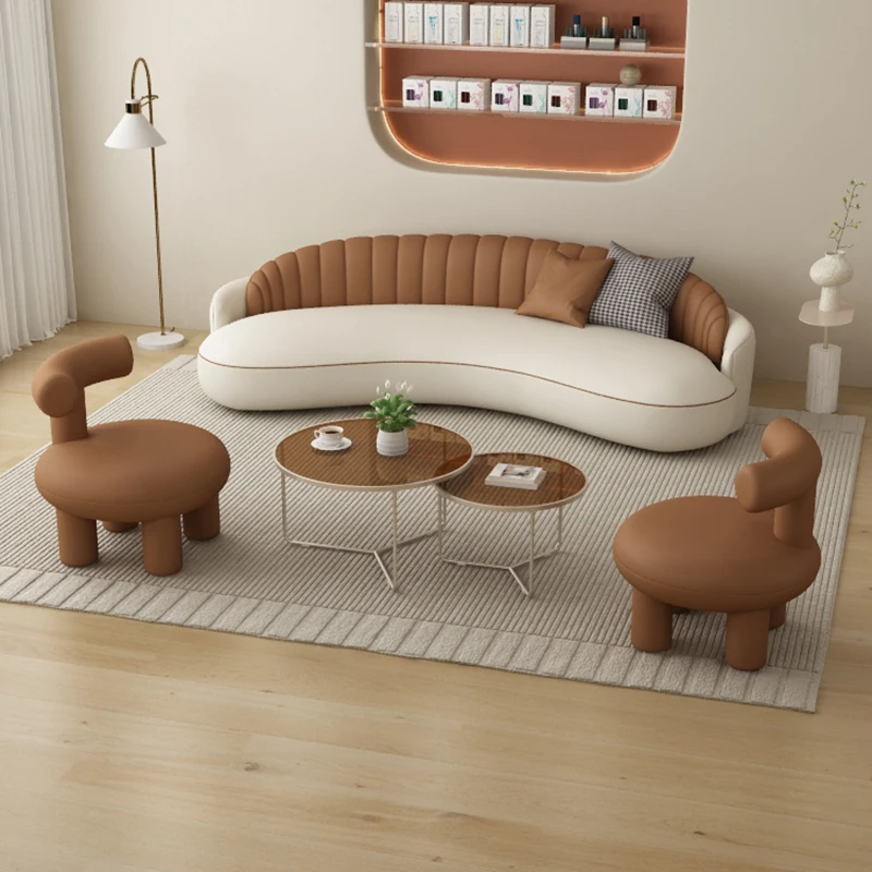 Cream Style Curved Reception Sofa For Beauty Salons Wedding Dress Shops Small Apartment Creative Special Shape For Living Room