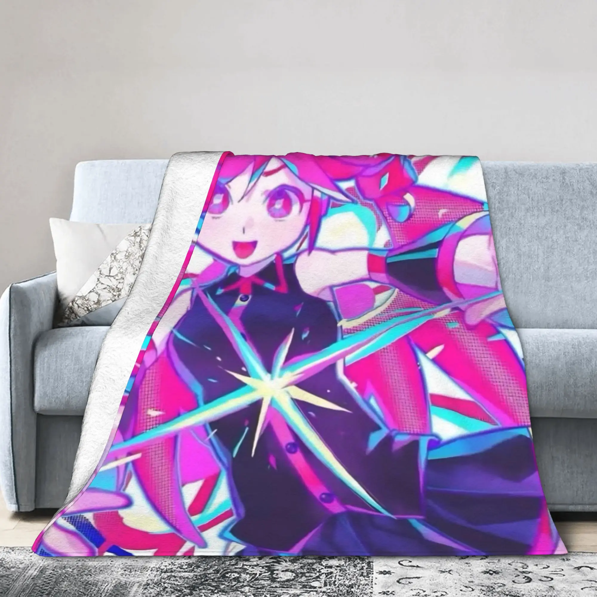 Kasanes Virtual Singer Tetoes Blankets Velvet Decoration Cartoon Cute Multifunction Soft Throw Blankets for Outdoor