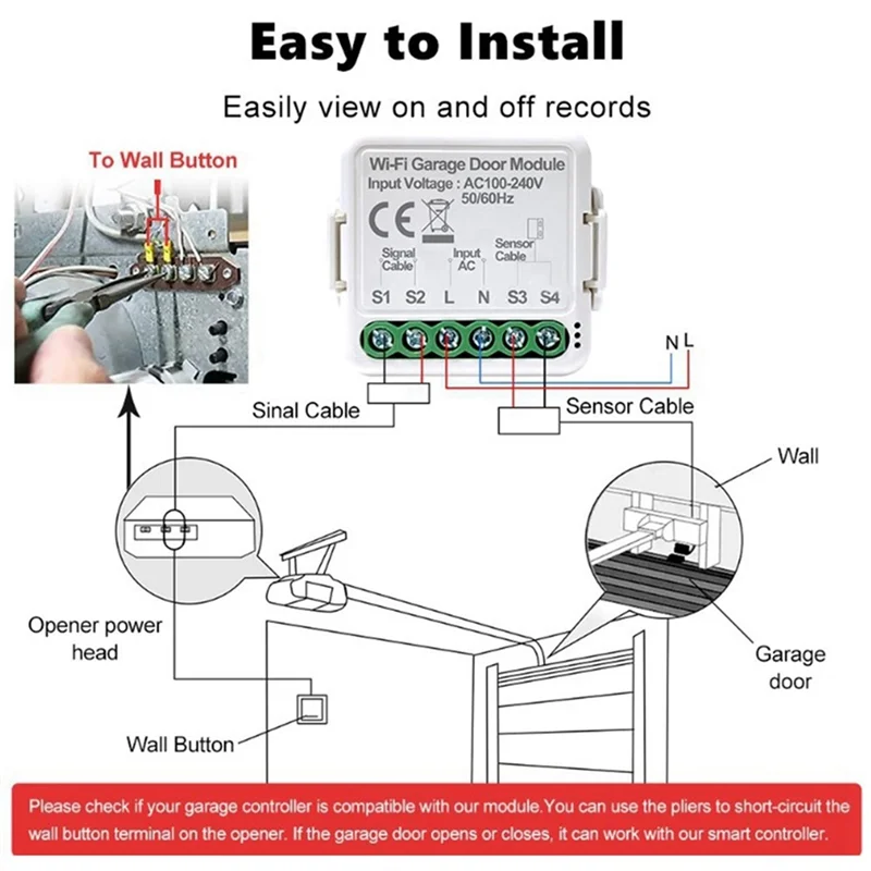 Tuya Smart WiFi Garage Door Opener Controller App Voice Remote Control Work for Alexa Google Home Assistant