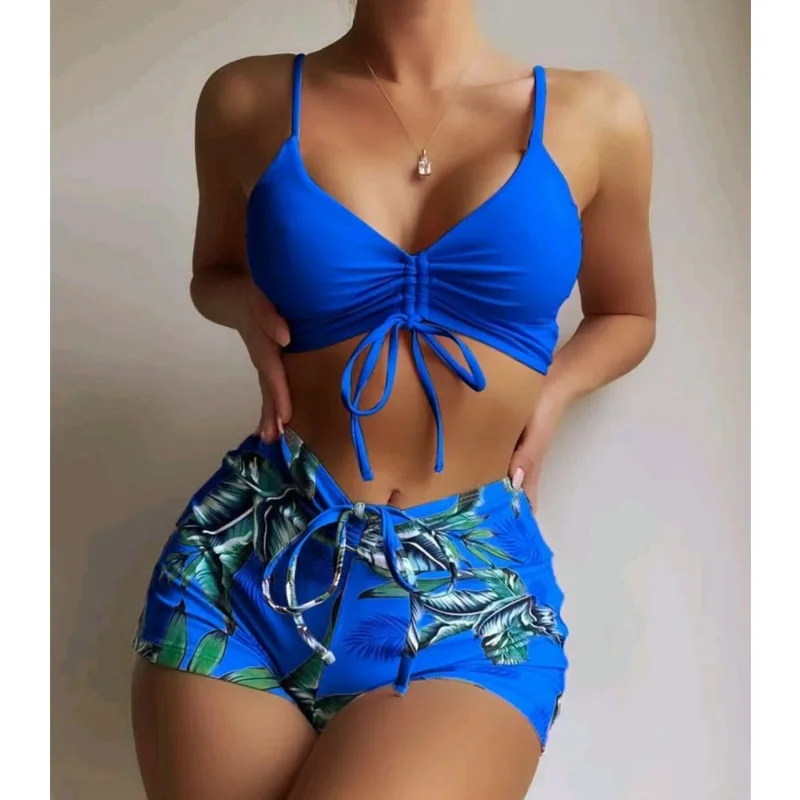 

Sexy Two Piece Bathing Suit Women 2023 New Shorts Beachwear Pleats Swimsuit Push Up Swimwear Girl Swim Suit Bathers Biquinis