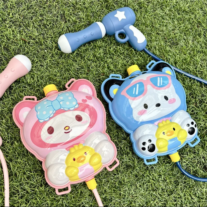 Sanrio Backpack Water Gun Toy Hello Kitty Action Figure Outdoor Beach Play Interactive Toys Pull-out Type Water Gun Kids Gift