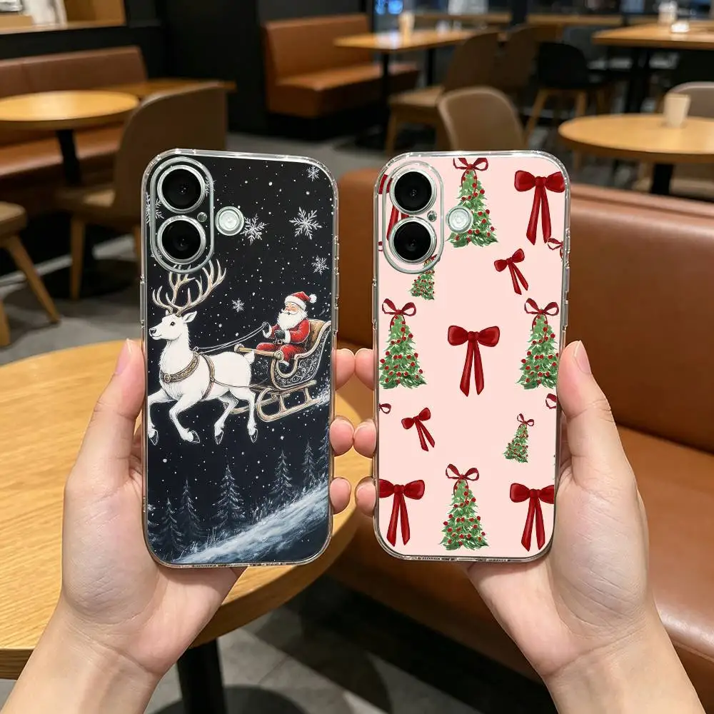 Funda para iPhone 18, 17, 16, 15, 14, 13, 12 Mini, Pro Max y Plus con diseño de árbol, trineo y muñeco de nieve de Harry Potter, transparente y resistente a los golpes.