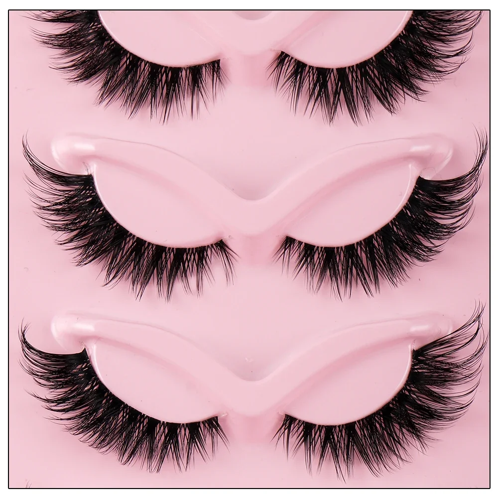 5 Pairs Cat Eye Faux Mink Lashes, Fake Lashes Makeup  Natural Long Manga Lashes  Winged End Eye Elongated Eyelashes,