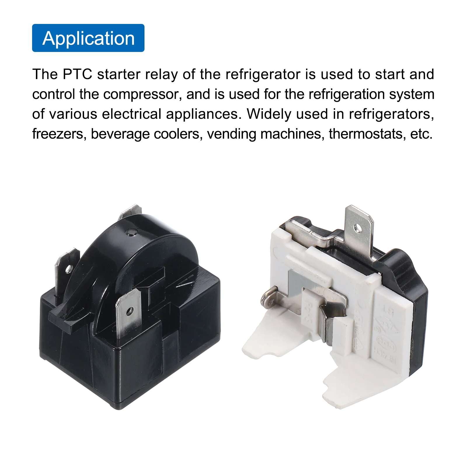 냉장고 PTC 스타터 릴레이, 4.7 옴 과부하 보호대, 1/2HP, 냉장고 압축기, 음료 냉동고, 냉장고 부품, 3 핀