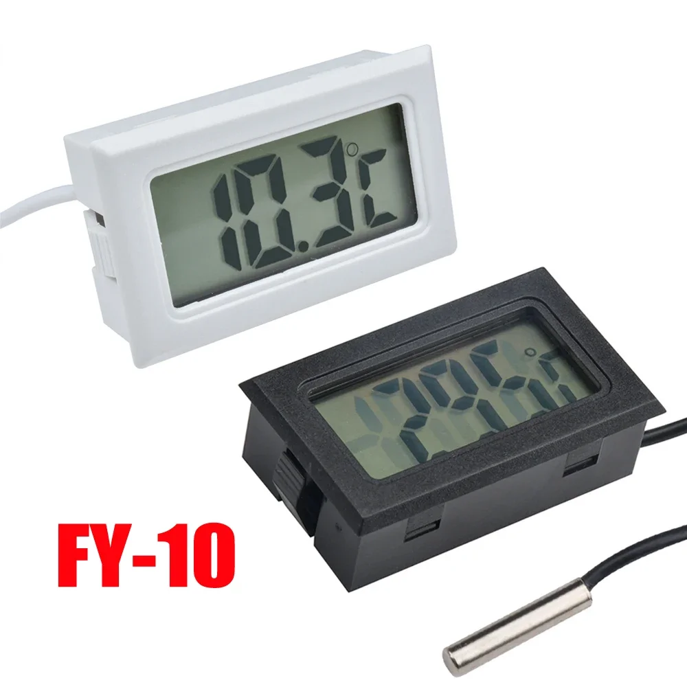 FY-10 Mini LCD Digital Thermometer Aquarium Car Water Bath Temperature Tester Detector Monitor Embedded Temperature Sensor 1M