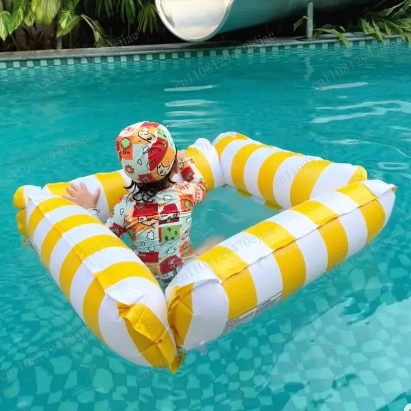 

Foldable Mesh Water Hammock Float - Reclining Pool Lounger for Adults & Kids, Striped Swimming Gear