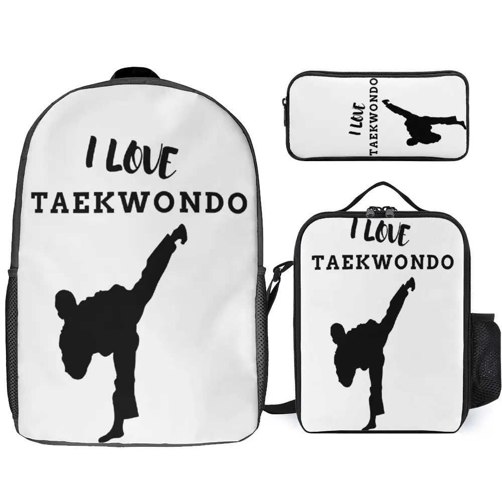 3 in 1 Set 17 Inch Backpack Lunch Bag Pen Bag Taekwondo For Life For Sale Durable Toothpaste Cosy Travel Premium