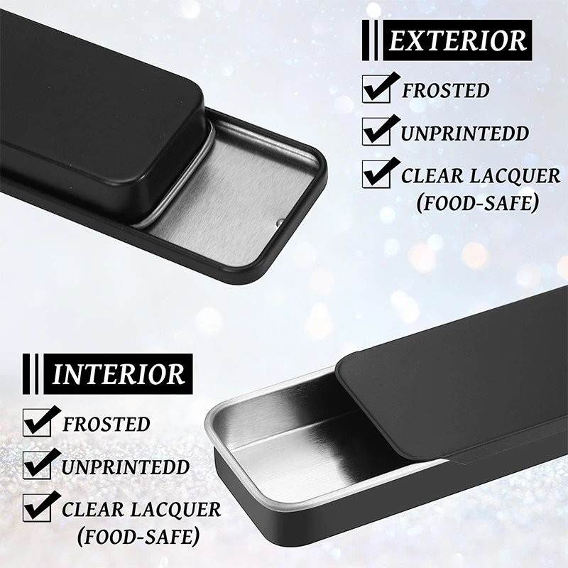 50Pcs Slide Top Tin Small Rectangular Metal Tins Containers with Lids for Lip Balm Candies Jewelry Crafts Pills Storage Boxes