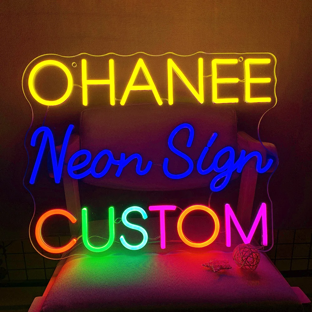 Custom Anime Neon Led Sign Light Bedroom Oh Baby Happy Birthday Kawaii Wedding Game Room Baby Wall Party Decoration