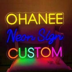 Custom Anime Neon Led Sign Light Bedroom Oh Baby Happy Birthday Kawaii Wedding Game Room Baby Wall Party Decoration