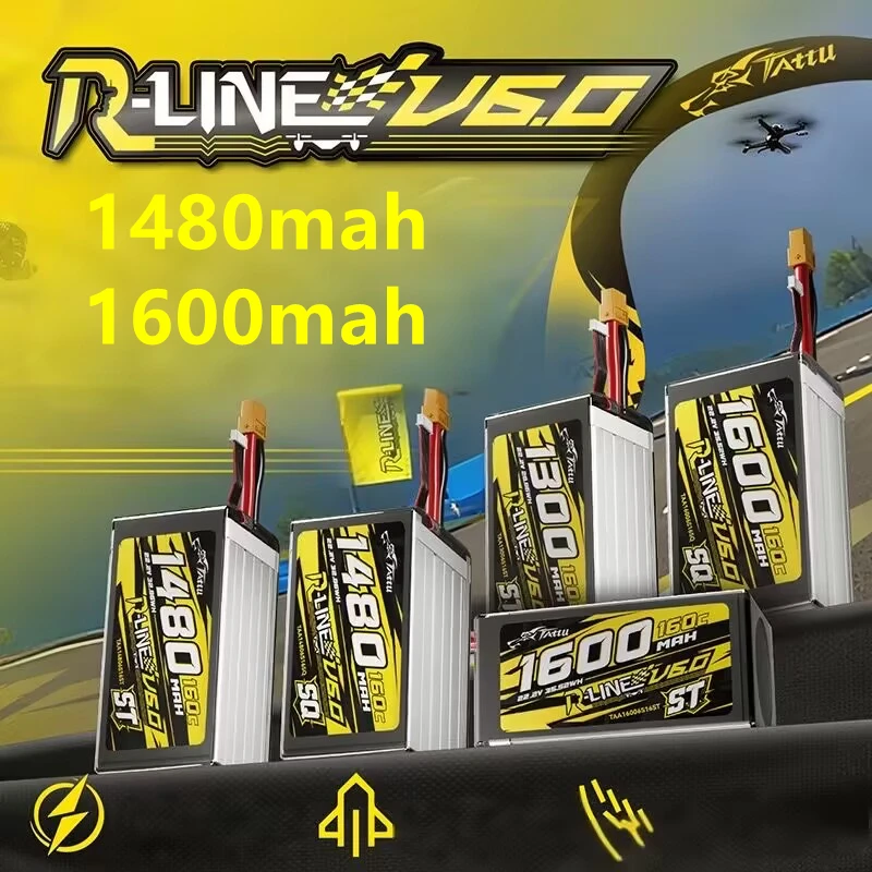 

НОВЫЙ TATTU-R-LINE 6,0 1480/1600 мАч 160C 22,2 В Lipo аккумулятор для радиоуправляемого вертолета Квадрокоптера FPV Racing Drone Запчасти