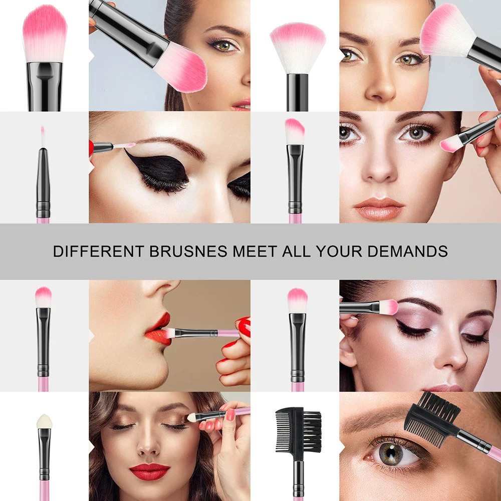 24Pcs Soft Bristle Makeup Brushes Set - Powder Blush Eye Shadow Foundation Cosmetic Blending Beauty Tools