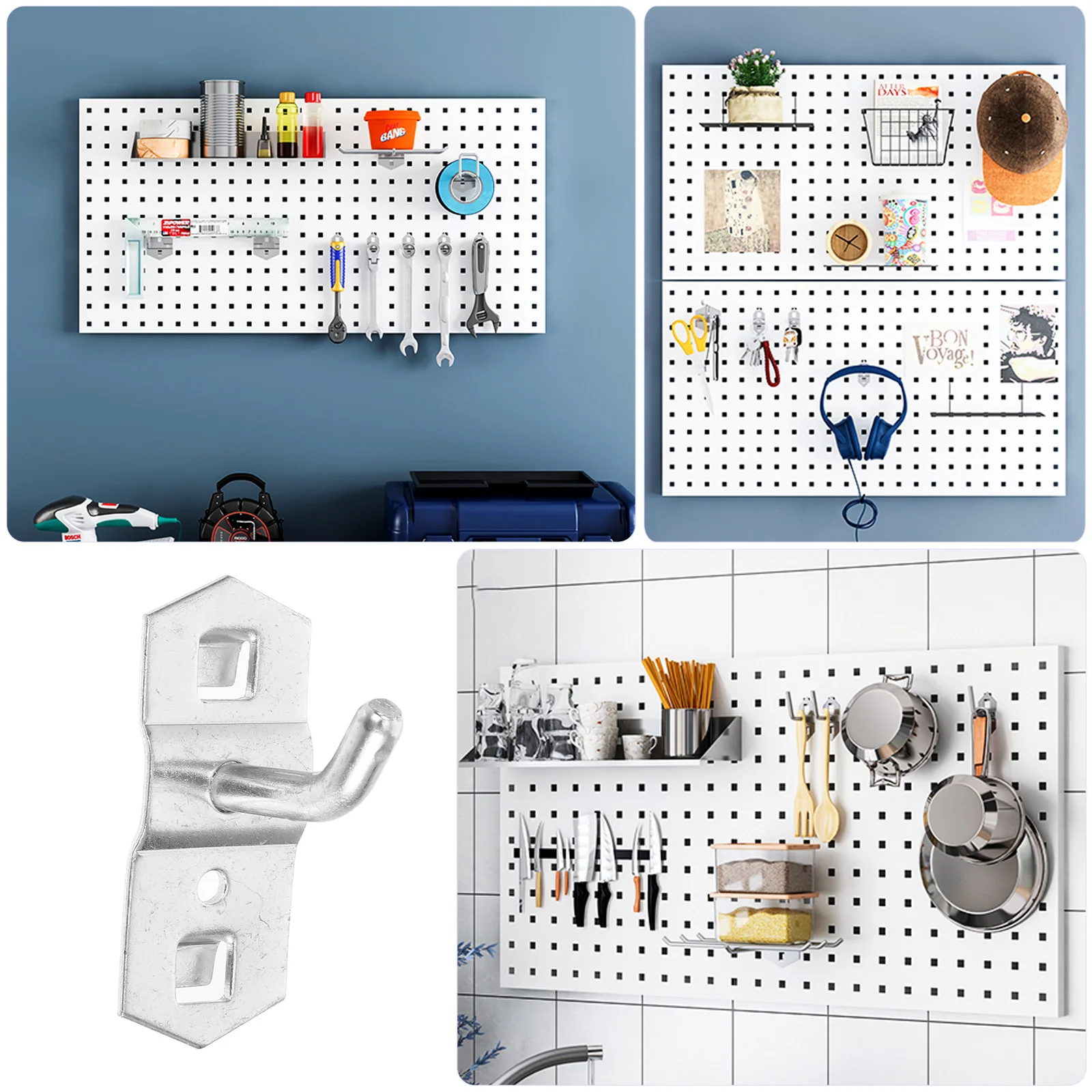 

10pcs Sturdy Pegboard Hooks For Workshop Garage Tool Storage Organizer Cup Holders Key Jewelry Hangers Heavy Duty Wall