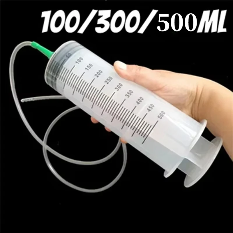 100/300/500 مللي مضخة زيت المحاقن ذات سعة كبيرة مع خرطوم 1 متر مضخة قياس تغذية الحيوانات الأليفة الزراعة المائية المغذيات حقنة كبيرة