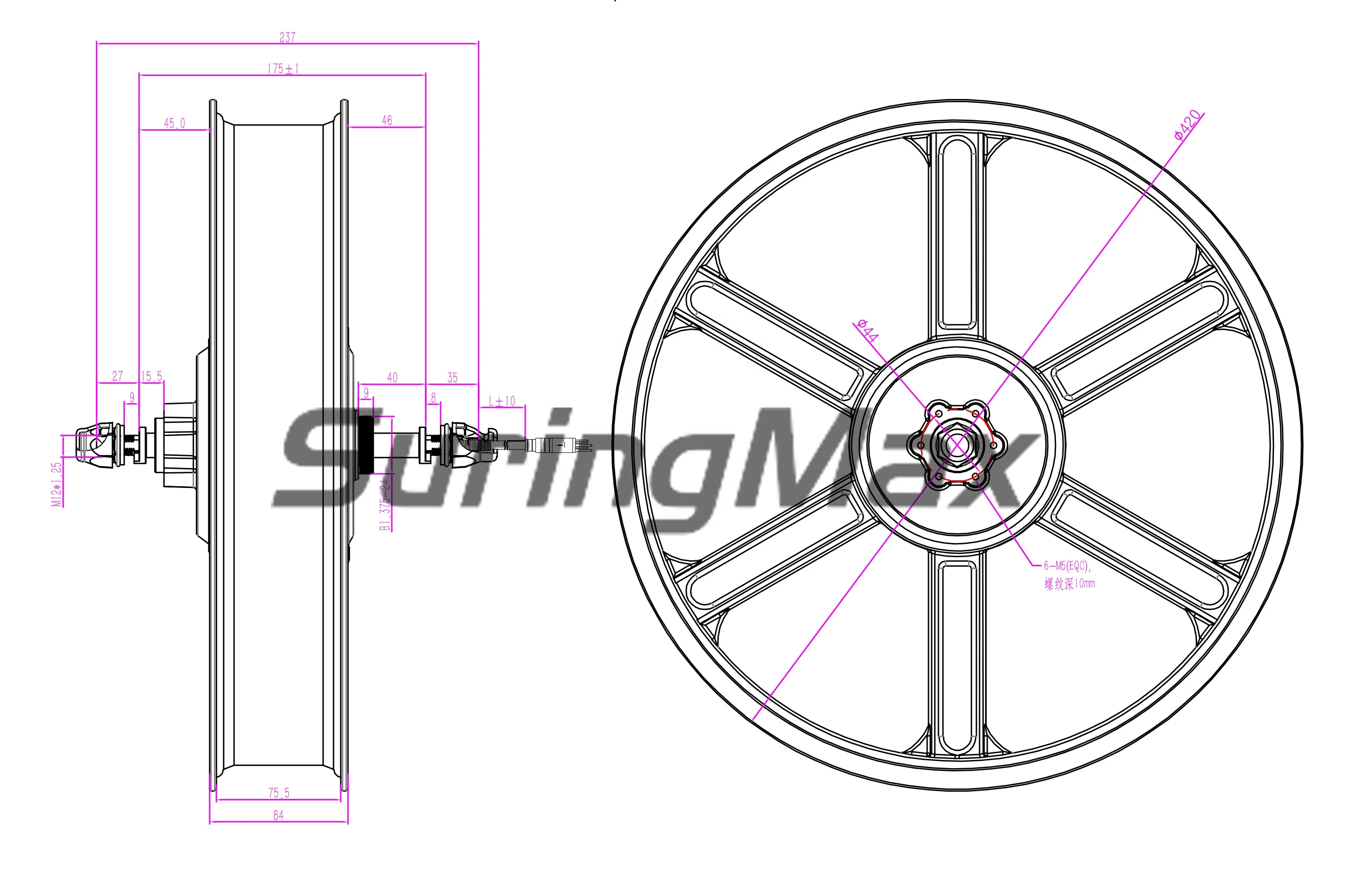 20 26 Inch Fat Tyre Snow Front Rear Rims Set Magnesium Alloy Wheel Hub Motor in Wheel Electric Motor