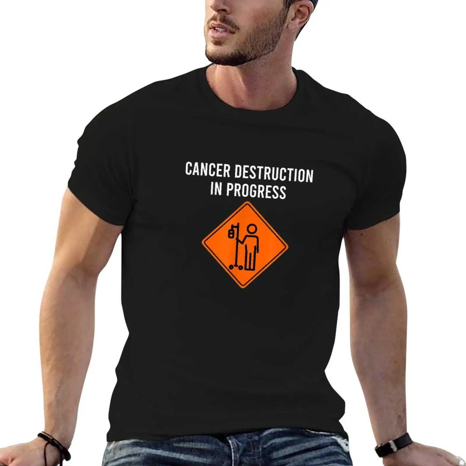 Funny Joke Chemo Day Cancer Destruction in Progress Meme T-Shirt cotton tshirt 100% t shirt man luxury T-Shirt