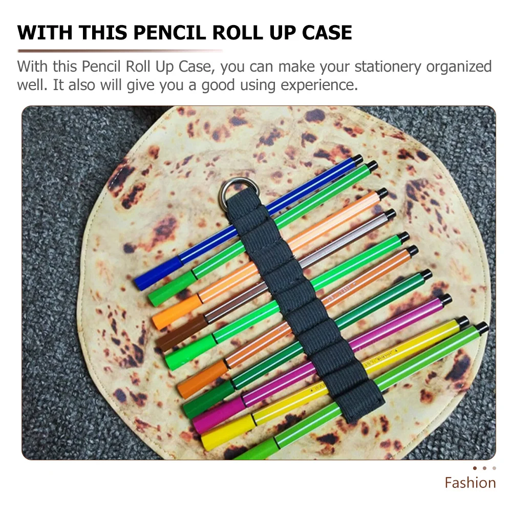 

2Pcs Tortilla Roll Up Pencil Case Canvas Portable Pencil Pouch Large Pen Organizer Bag Pen Case Pens Roll Wrap