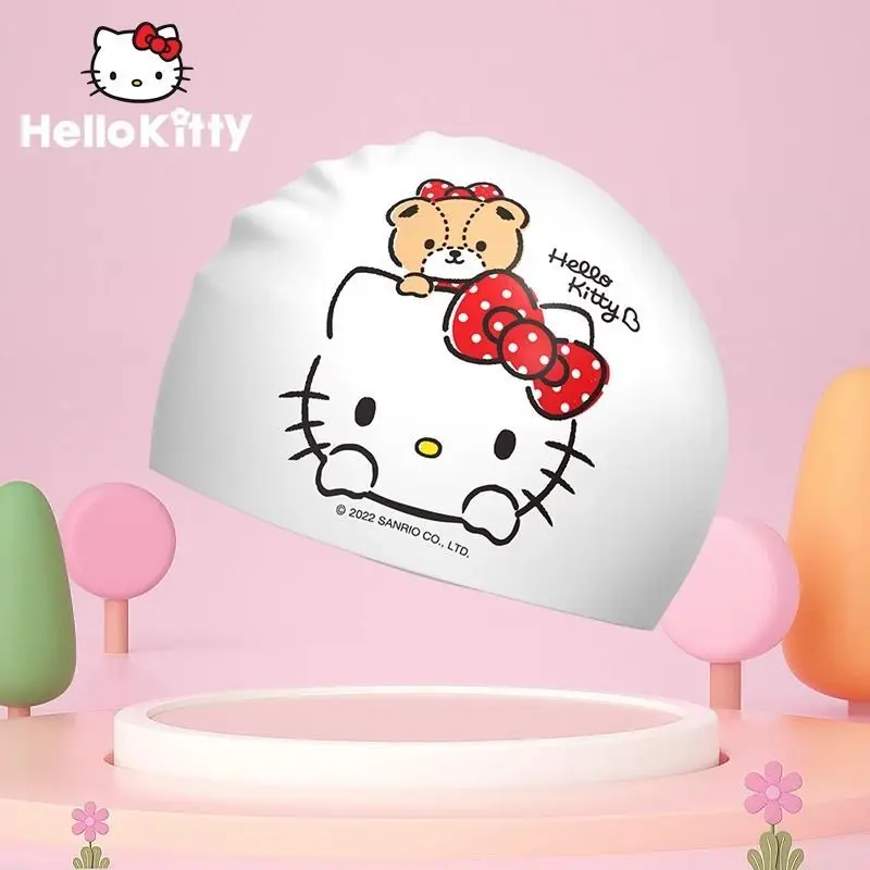 قبعة السباحة هالو كيتي الإبداعية الجديدة عالية القيمة سانريو سيليكون مقاوم للماء و untie الكرتون kawaii فتاة القلب هدية بالجملة #2