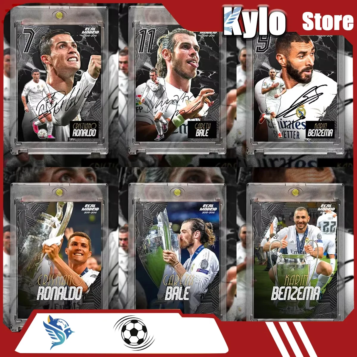 Cartões originais da estrela do futebol cristiano ronaldo gareth fardo karim benzema presente coleção cartão proteção de tijolo alta qualidade