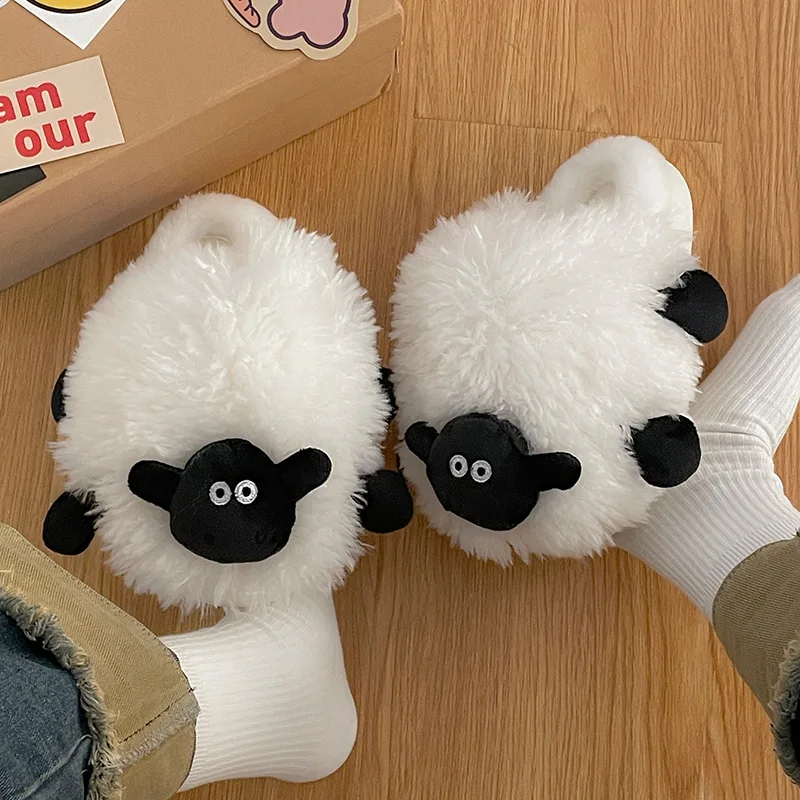 

Cozy Fluffy Sheep Slippers Womens Winter Kawaii Animal Slides Shoes Woman Clould Slipper Unusual Gifts For Adults Lamb Slippers