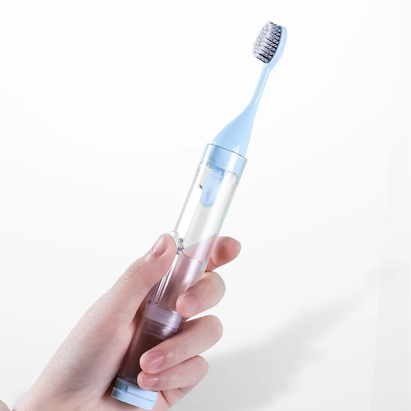 STLF New Design 2 in 1  Portable  Essential Travel Toothbrush Set with Toothpaste Inside