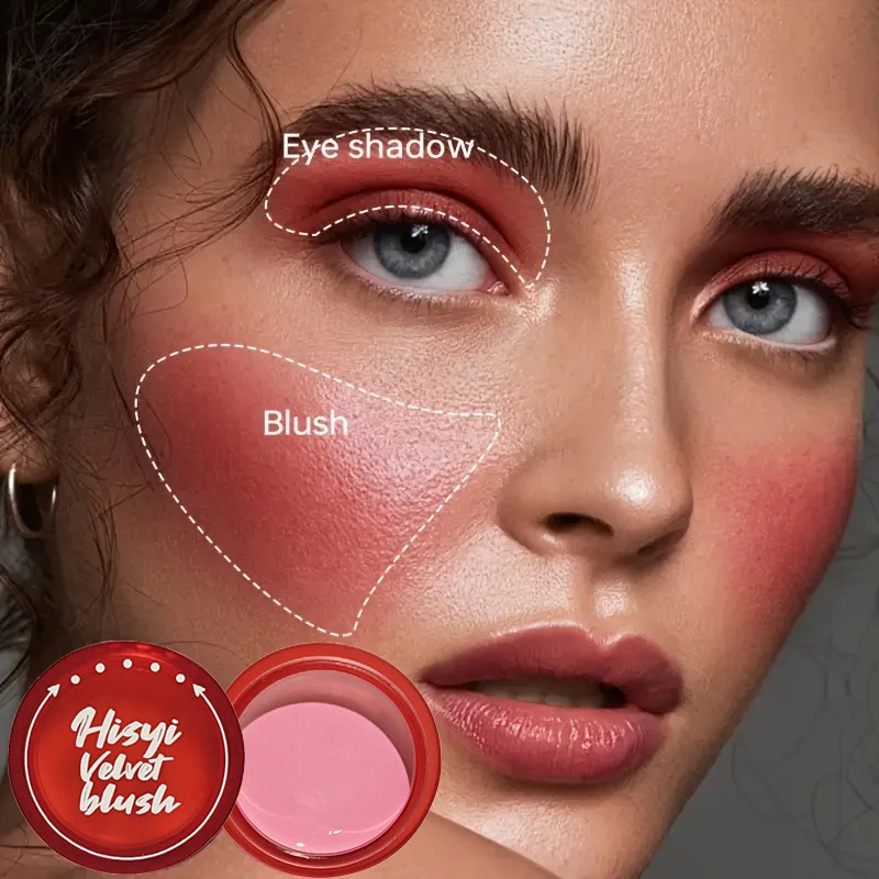 لوحة أحمر خدود مخملية تدوم طويلاً - روج وردي ناعم، مسحوق كفاف الوجه الطبيعي، مقاوم للماء، مكياج يومي #3