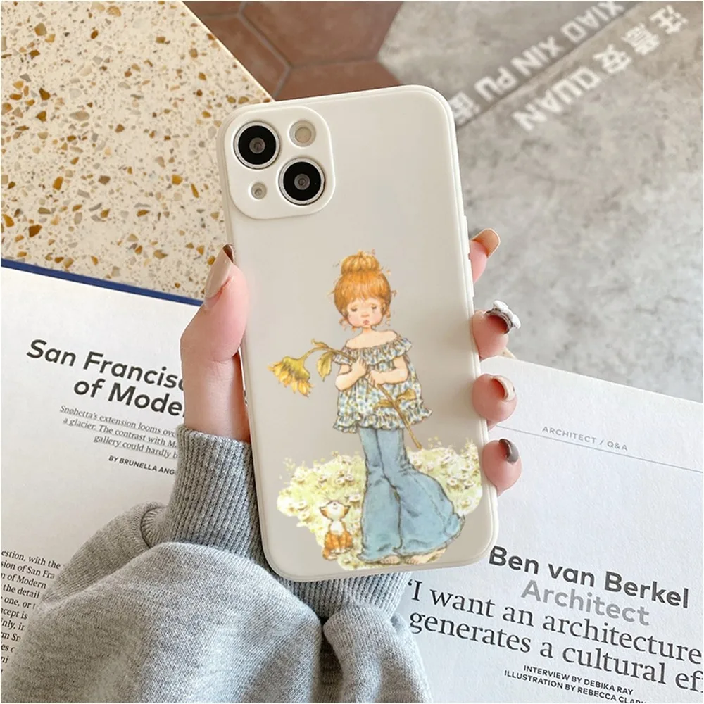 S-Sarah Kay Little_Girl Phone Case For Iphone 11 13 14 Pro Max X Xr Xs Max Se2020 12mini White Cover Case