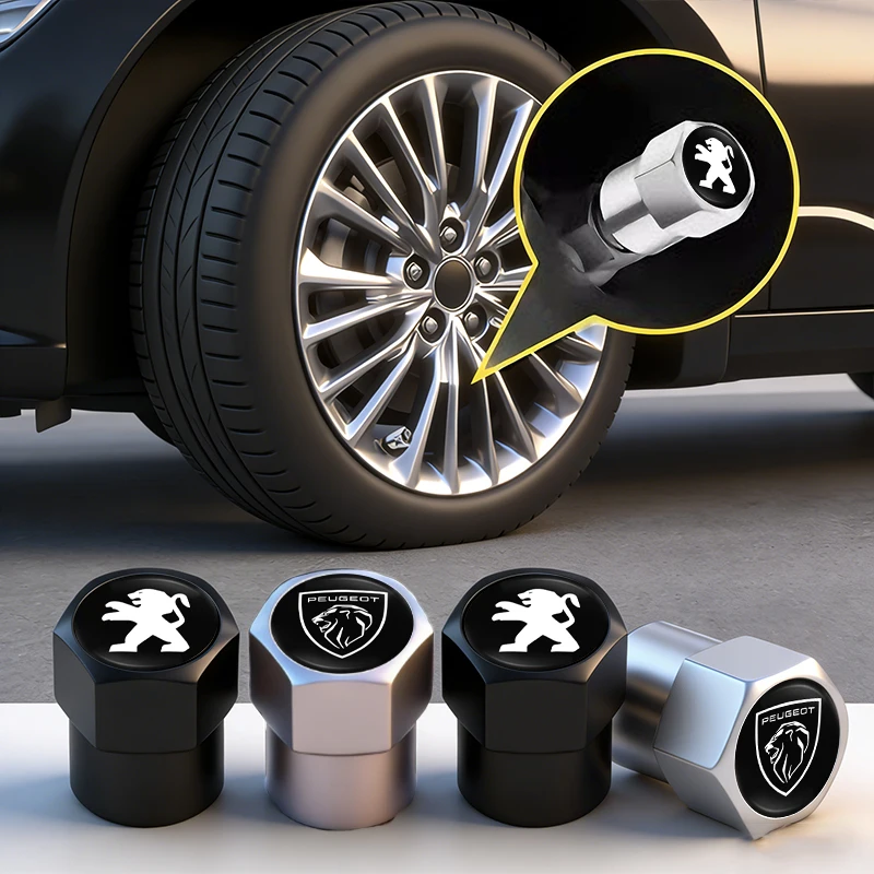4 Stück Metall-Ventilkappen für Autoreifen für Peugeot 208 3008 308 2008 207 107 508 406 407 307 206 301 408 5008 4008