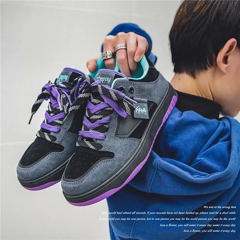 ChimDesigner-Baskets violettes pour hommes, Chaussures de course confortables, Chaussures de sport décontractées, Marque tendance, Automne, 2023