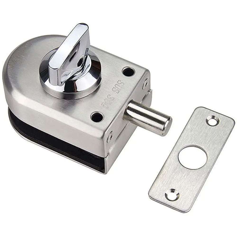 

304 Stainless Steel Home Security Anti-Theft Single Bolt Glass Door Lock Knob Sliding Gate Floor Latch