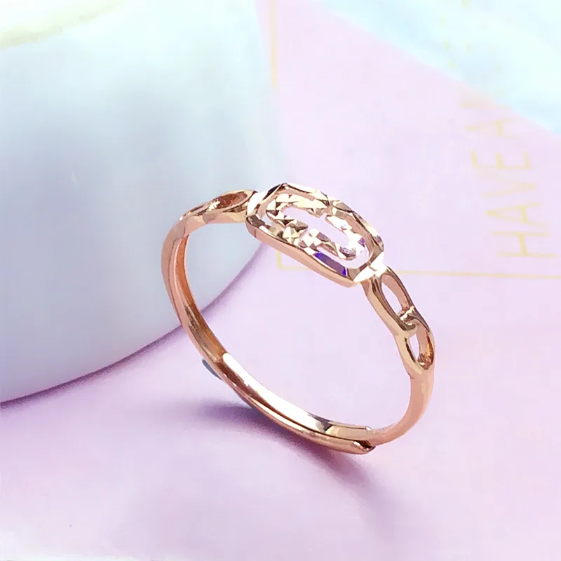 

New in 585 Purple Gold Plated 14K Rose Gold Simple Classic Geometric Square rings for women Party Banquet Jewelry Gift