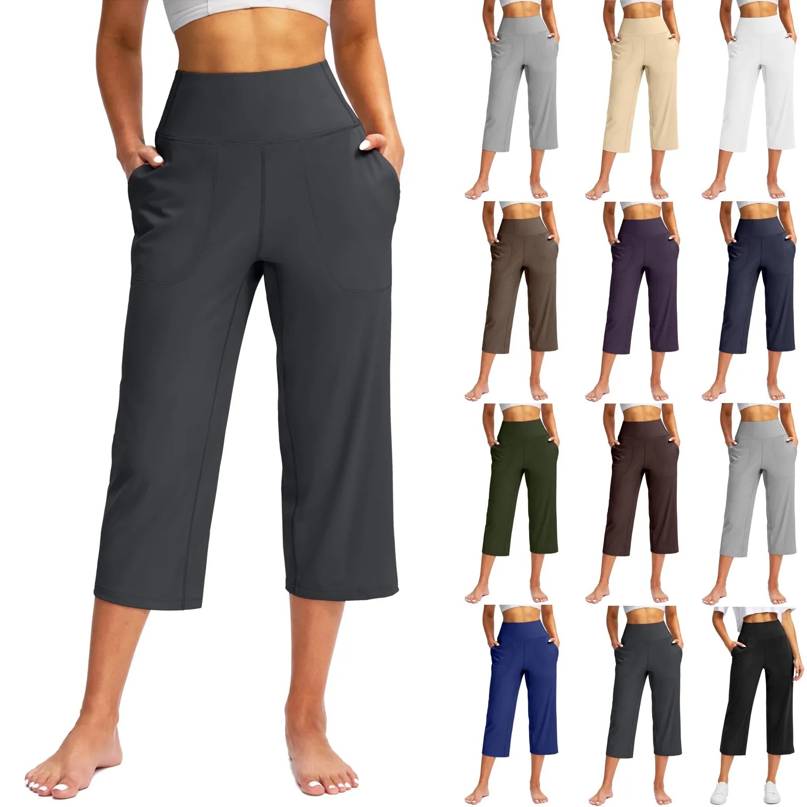 Sweat Capri 'S Voor Dames Joggers Sport Straight Workout Broek Losse Gym Elastische Taille 3/4 Broek Nieuwe Mode Dameskleding