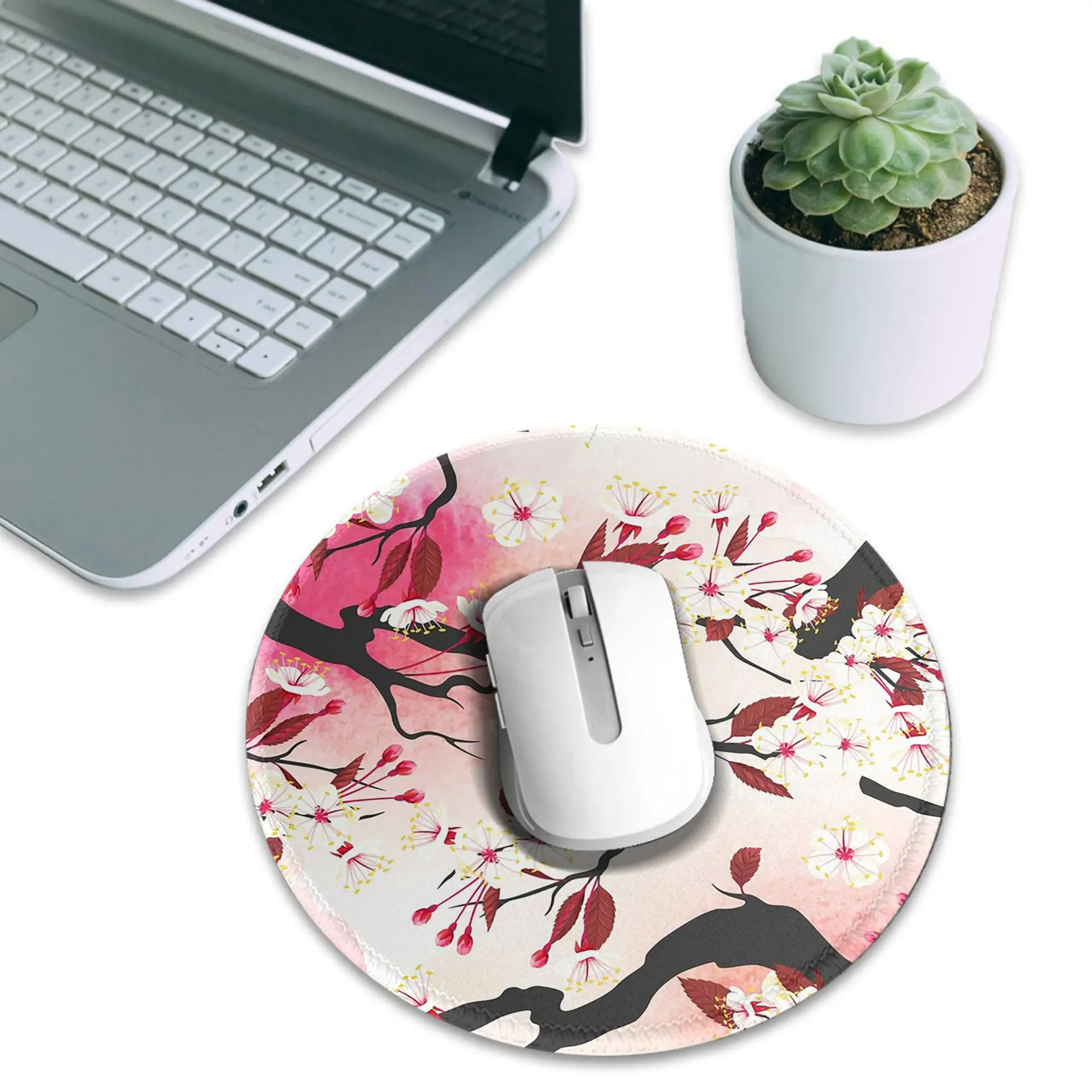Blooming Sakura Branch Cherry Blossom Japanese Flower Mouse Pad Computer Keyboard Mouse Mat PC Laptop Desk Mat Office Table Mats