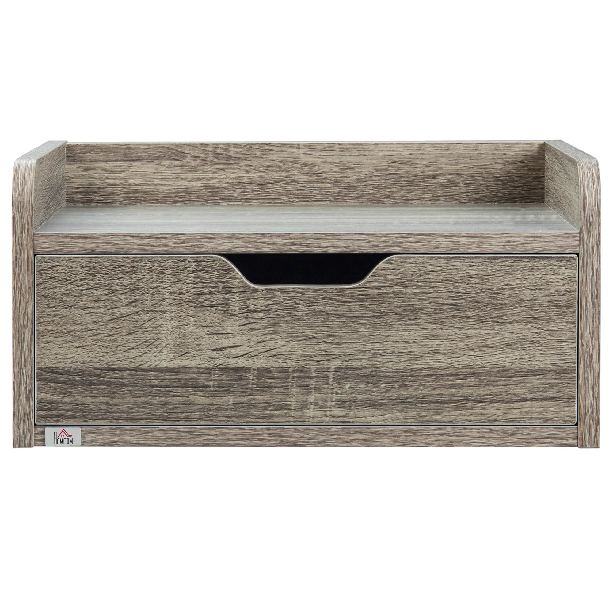 HOMCOM Floating Nightstand Set of 2, Nightstand with Drawer, Grey