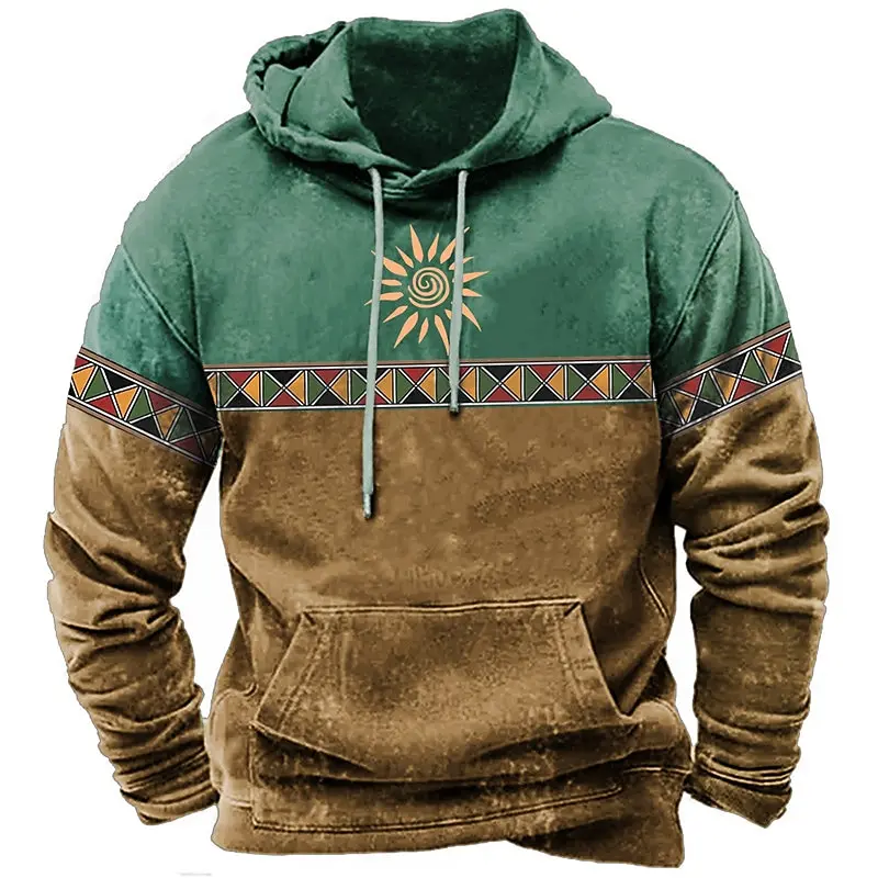 Men\'s Pullover Hoodie Sweatshirt Vintage Long Sleeve Prints Casuals Spring & Fall For Men/Women Outerwear Streetwear