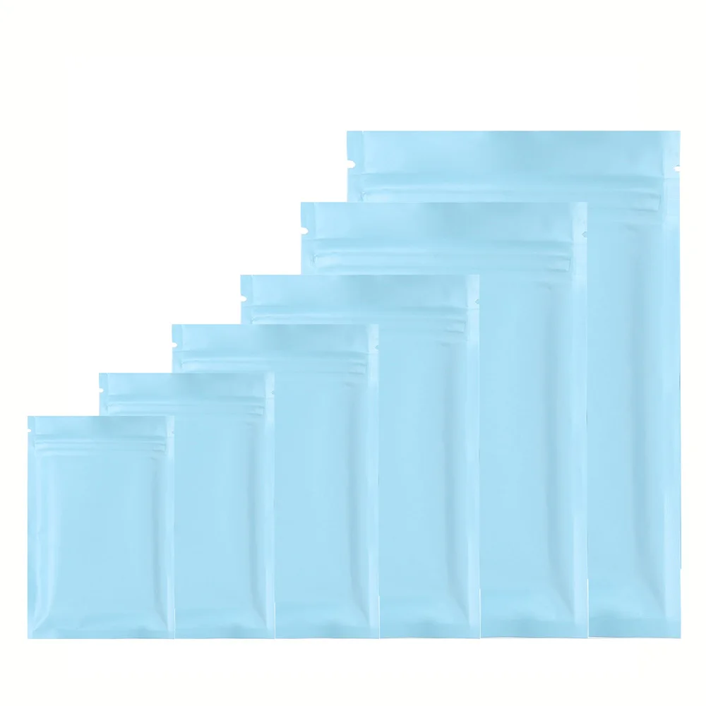 

100PCS Baby Blue Flat Ziplock Pouch, Food Product Packaging Reclosable Reusable Zip Lock Smell Proof Bags