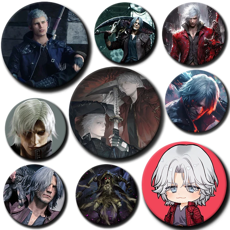 

58mm Anime Devil May Cry Pins, Cute Cartoon Badge, Handmade Tinplate Brooches, Breastpin for Backpack Clothes Accessory Gifts