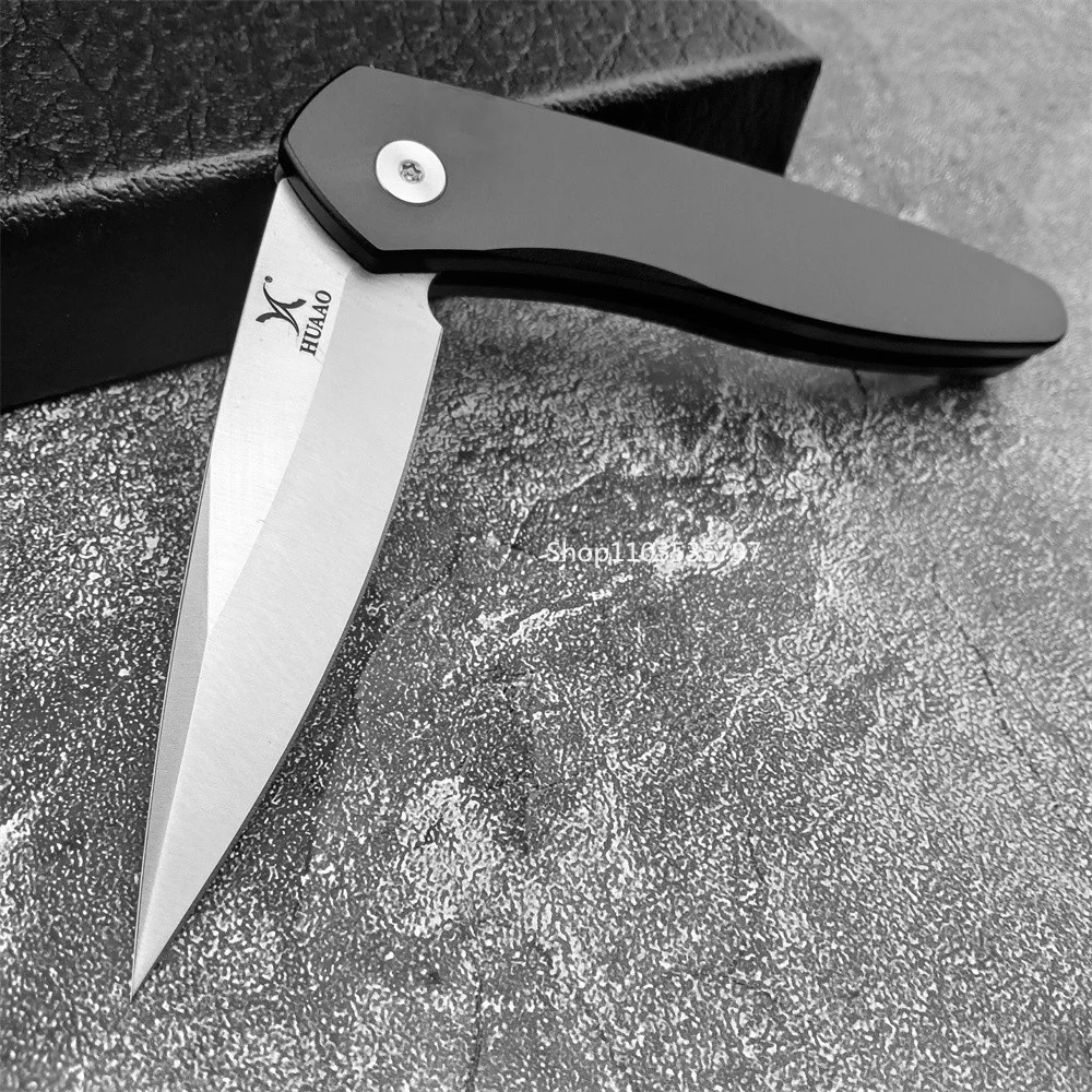 HUAAO 3407 Tactical Folding Knife D2 Blade Black T6 Aluminum Handle Self Defense Outdoor EDC Camping Hunting Knives Tool