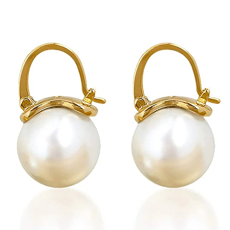 Huitan einfache elegante simulierte Perle Tropfen Ohrringe für Frauen Metall Gold Farbe Mode weibliche Ohrringe täglich tragen modernen Schmuck