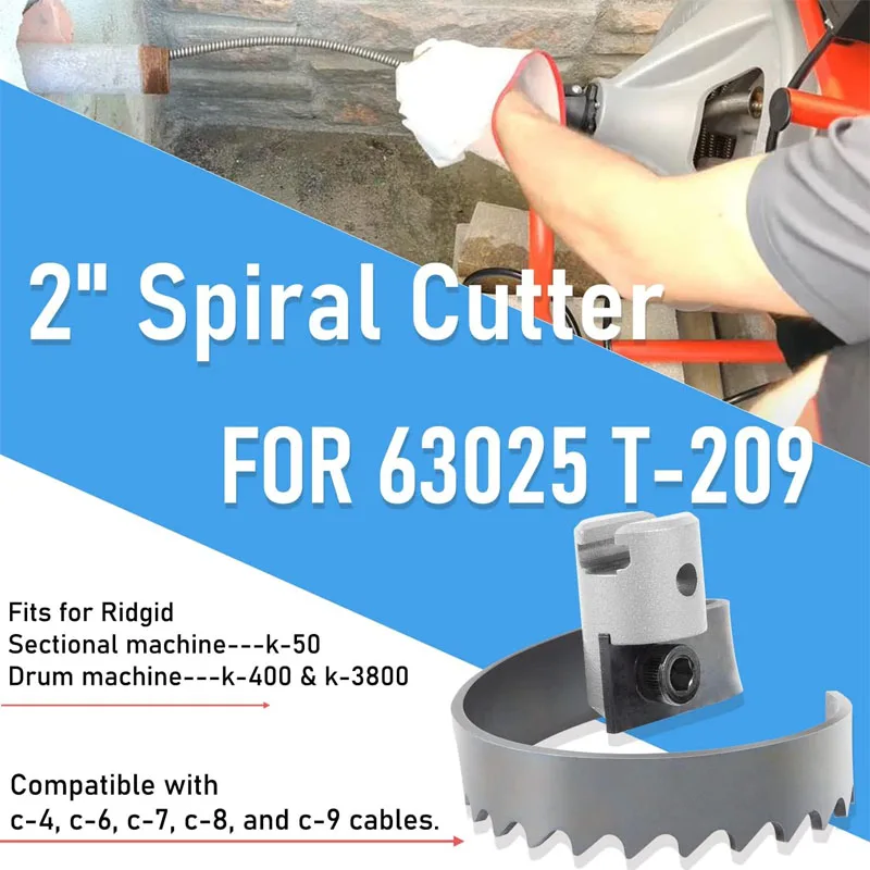 Imagem -02 - Spiral Cutter Fits para Ridgid K400 Drum Machine K3800 Drum Machine e K50 Seccional Machine 63025 T209