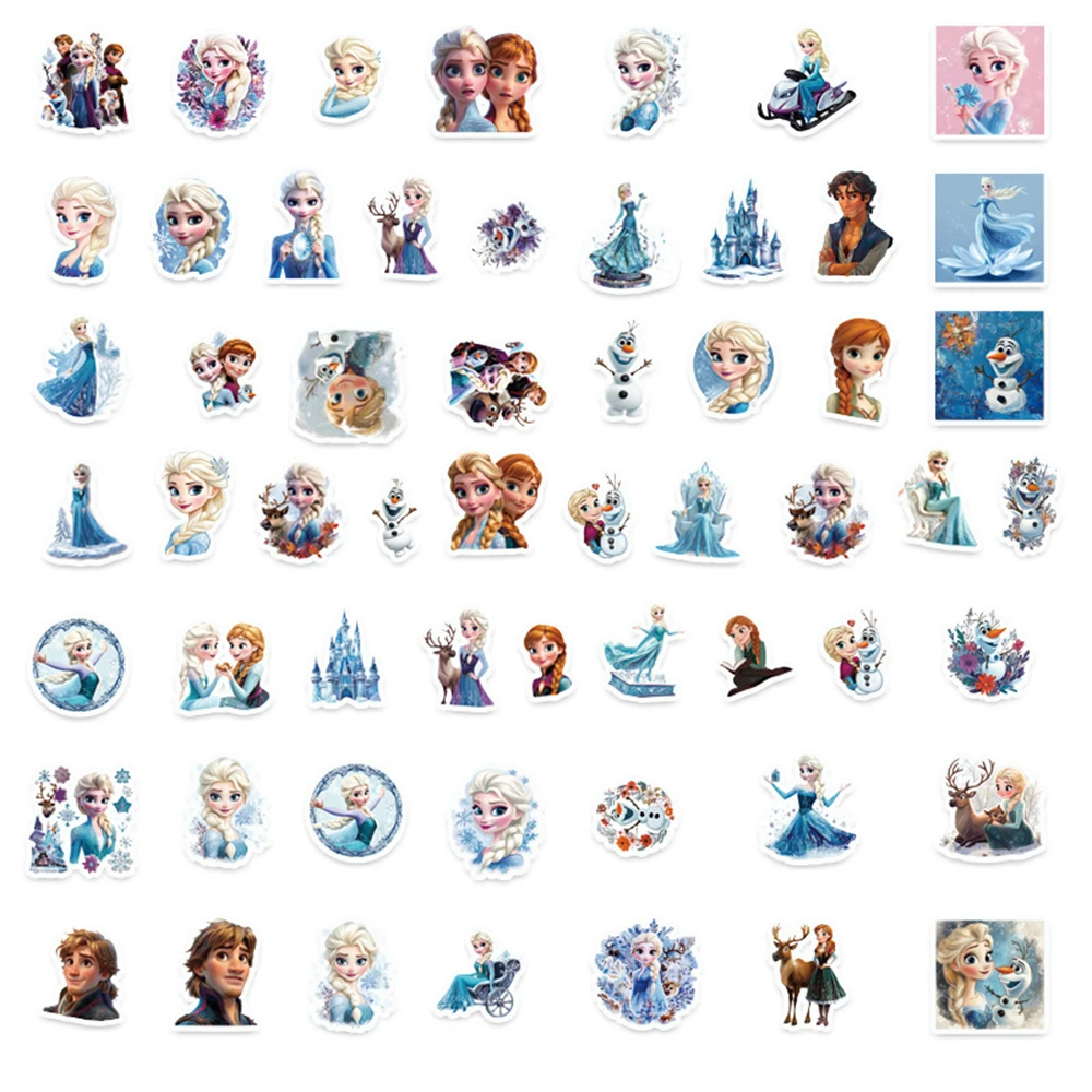 50 Stück Cartoon Elsa Aufkleber Prinzessin Anna Niedliche Sticker für Laptop, Handy, Kühlschrank, Koffer, Tagebuch, Scrapbooking – Detail 3